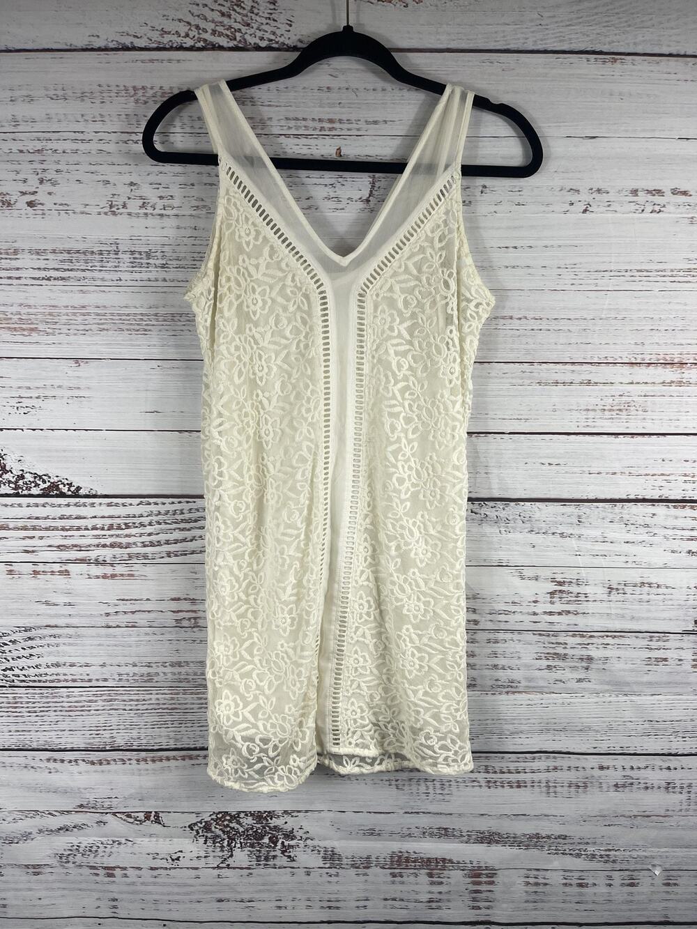 Abercrombie & Fitch Dress Womens XS White Lace V Neck Sleeveless Lined Boho Mini